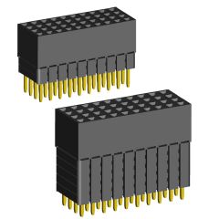 2.00mm PCB Socket Triple Rows Body Elevated Straight Dip Type.